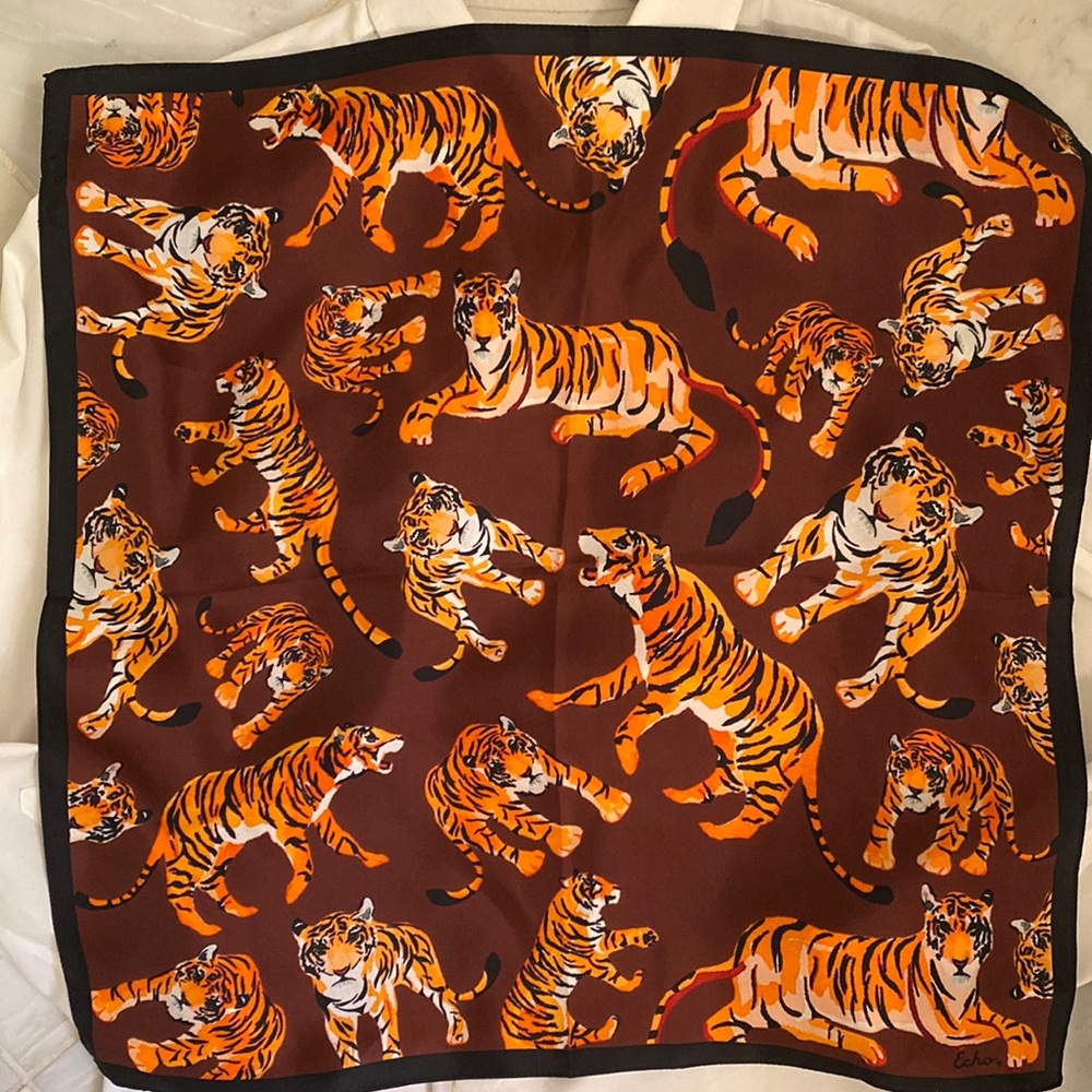 100% Silk Echo Tiger Scarf